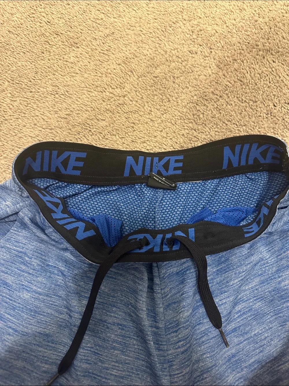 Nike Men’s Heather Blue Athletic Shorts with Black Swoosh - Picture 2 of 2